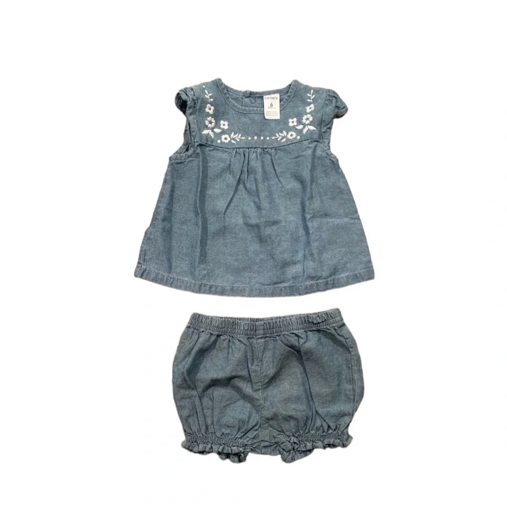 Carters Baby Girl Boho 2 Piece Outfit Embroidered 6 Months
